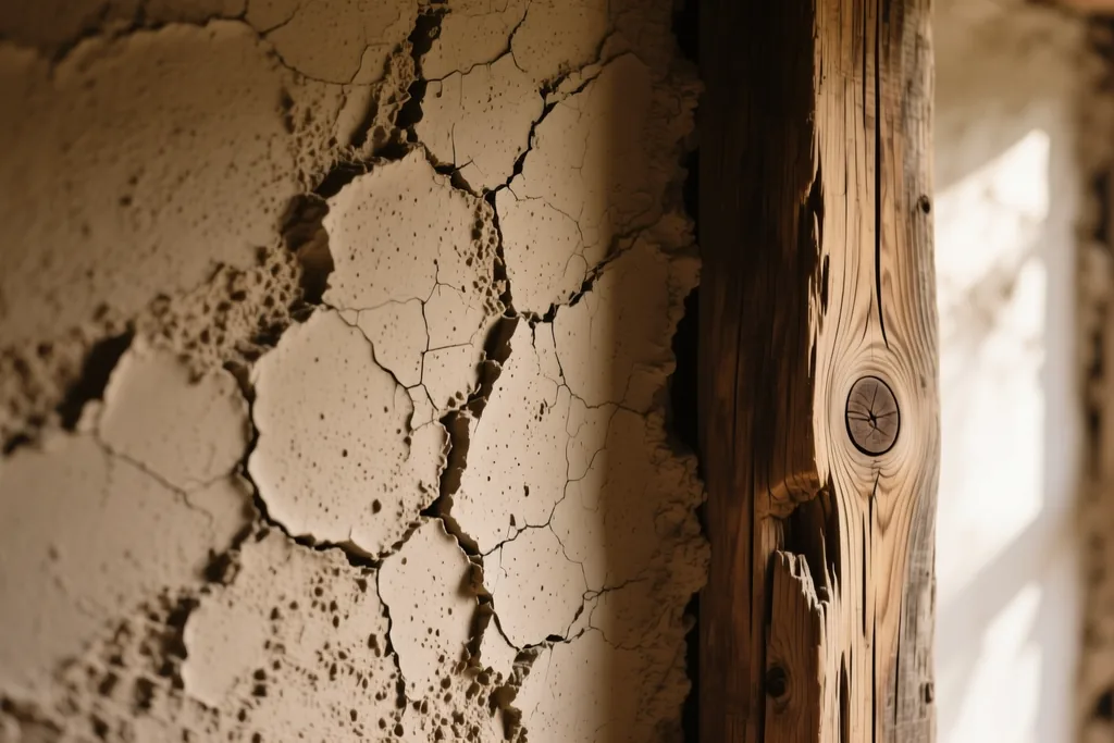 Materiales naturales en el interior: madera, piedra y barro